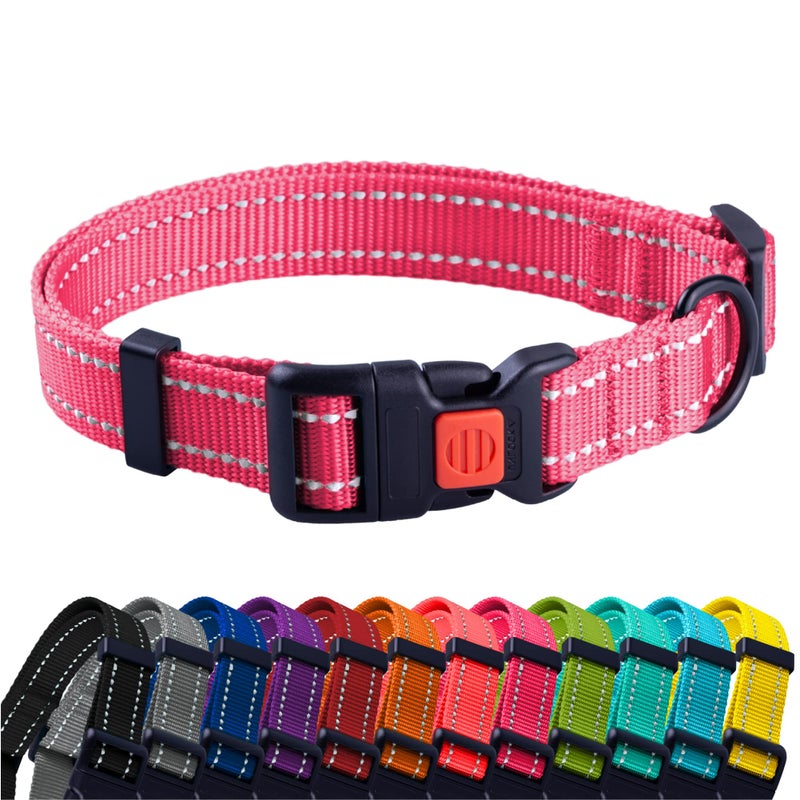 CollarDirect Reflective Dog Collar for a Small, Medium, Large Dog or Puppy with a Quick Release Buckle - Boy and Girl - Nylon Suitable for Swimming (12-16 Inch, Pink) - Image 1